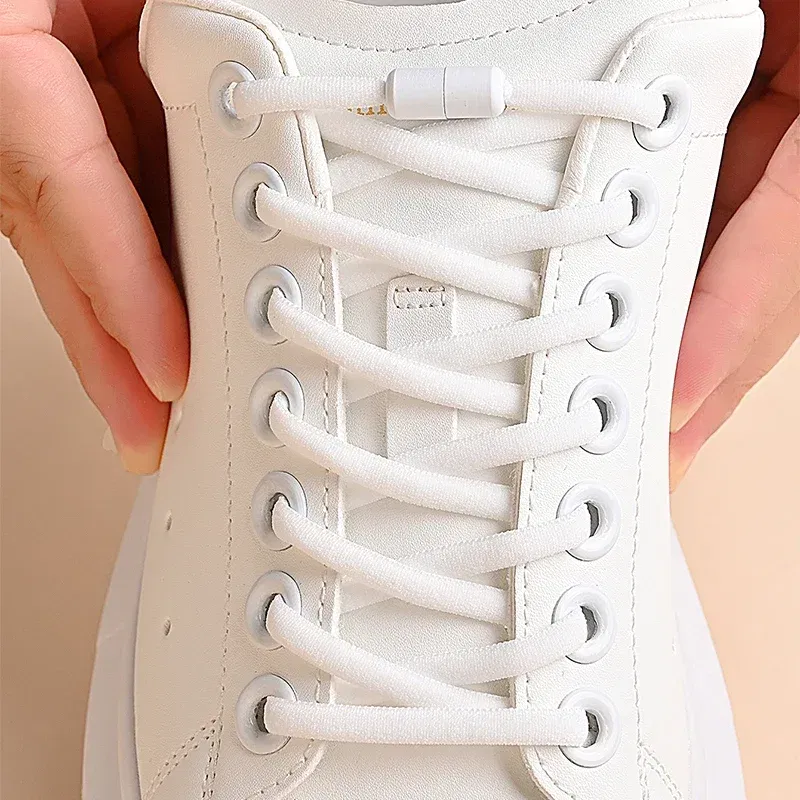 Color: Gold, Length: 100cm - Elastic No Tie Shoelaces Semicircle Shoe Laces for Kids and Adult Sneakers Shoelace Quick Lazy Metal Lock Laces Shoes Strings
