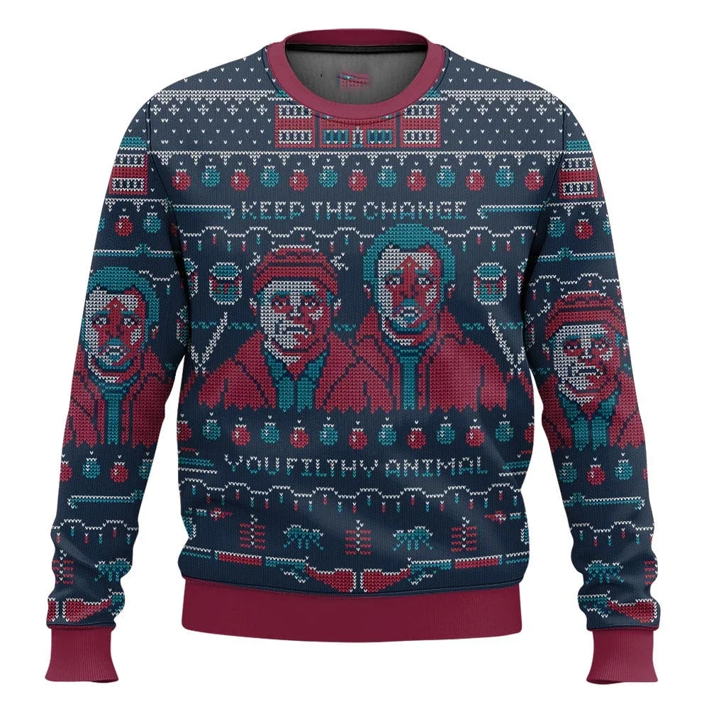 Color: Dark Grey, Size: XL, Ships From: CHINA - Merry Christmas alone at home Ugly Christmas sweater cartoon animation Men's pullover 2026 fashionable couple shirts Sweatshirt