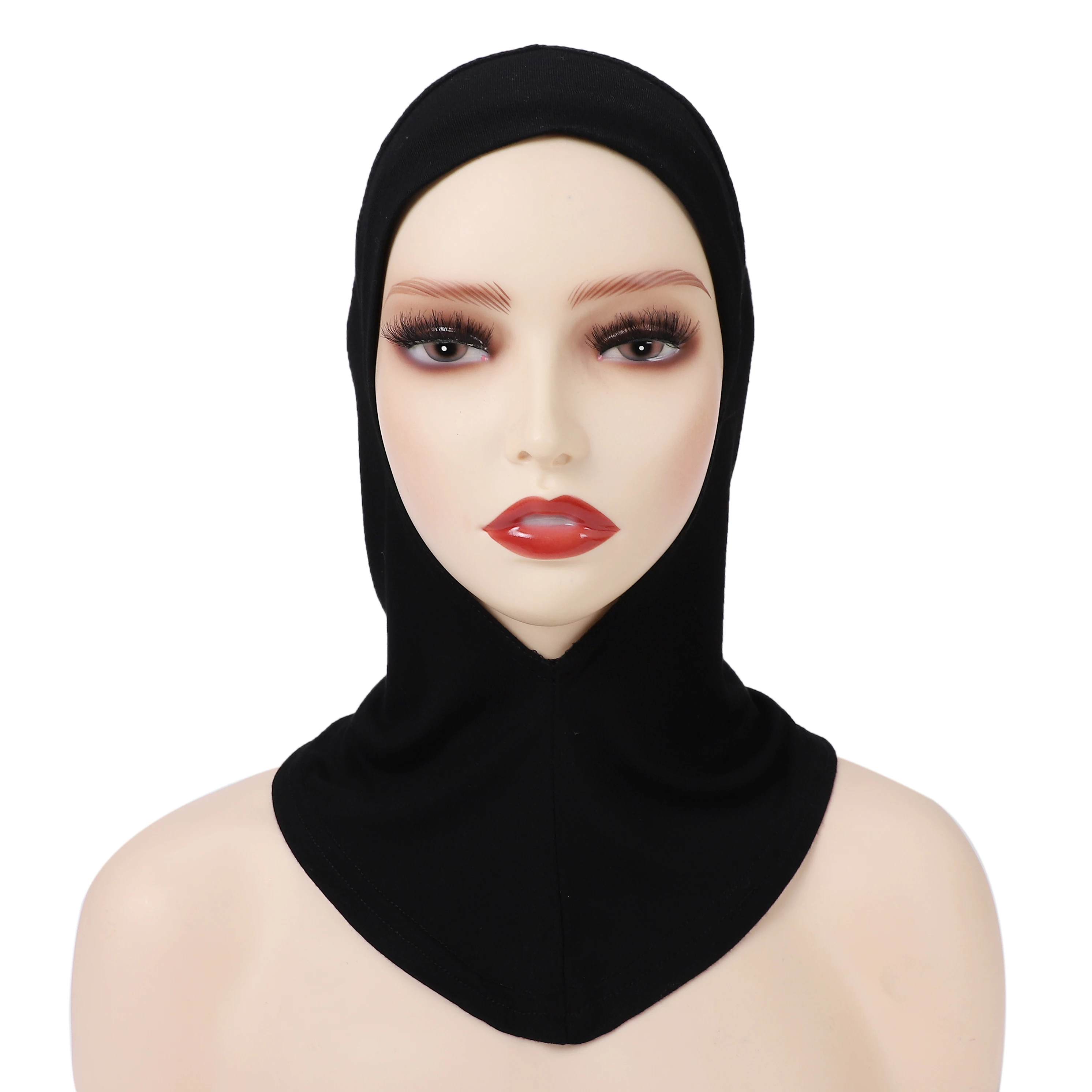 Color: Brown - 1 Piece Turban Caps for Women Muslim Underscarf Modal Hijab Inner Caps Stretchy Full Cover Shawl Cap Full Neck Coverage