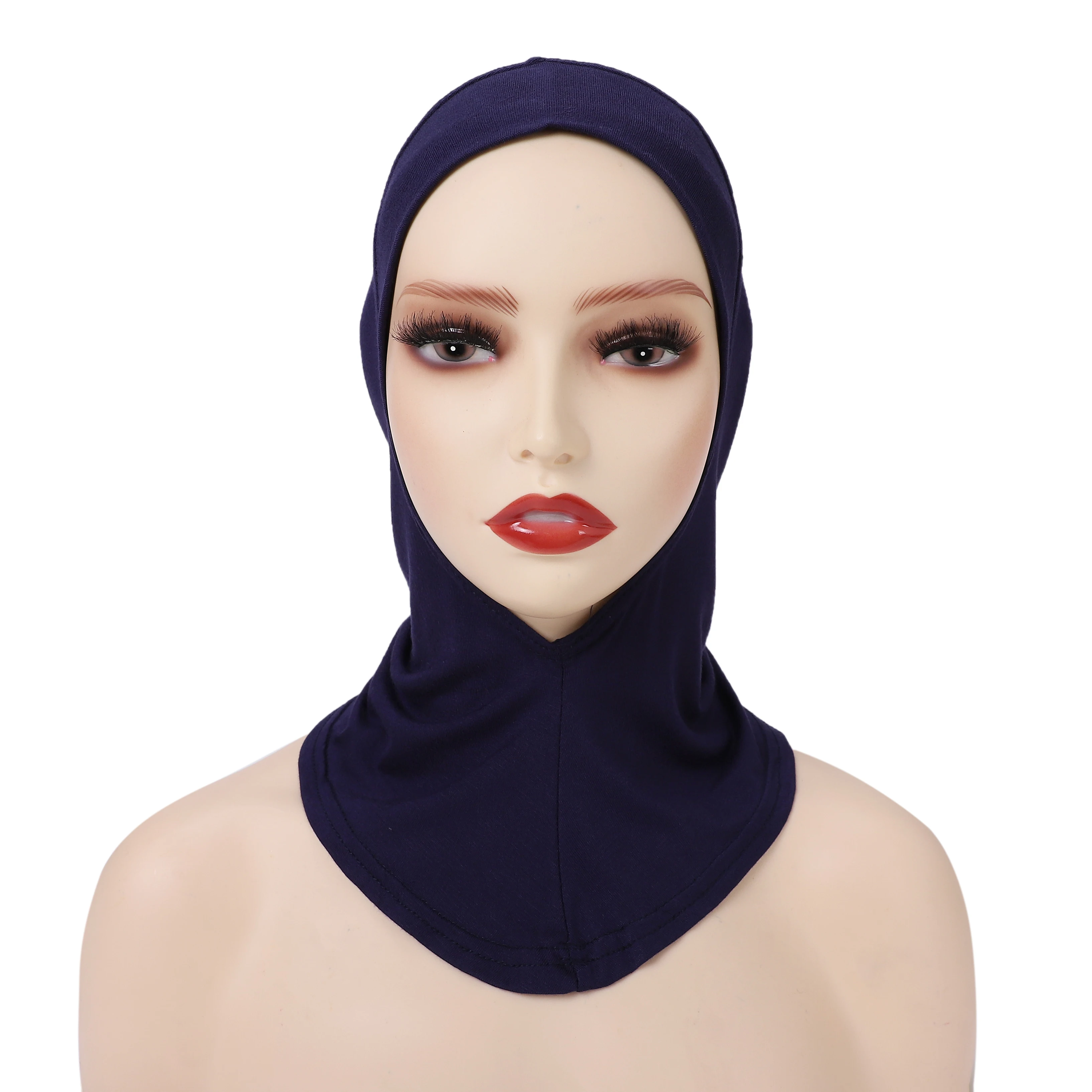 Color: Brown - 1 Piece Turban Caps for Women Muslim Underscarf Modal Hijab Inner Caps Stretchy Full Cover Shawl Cap Full Neck Coverage