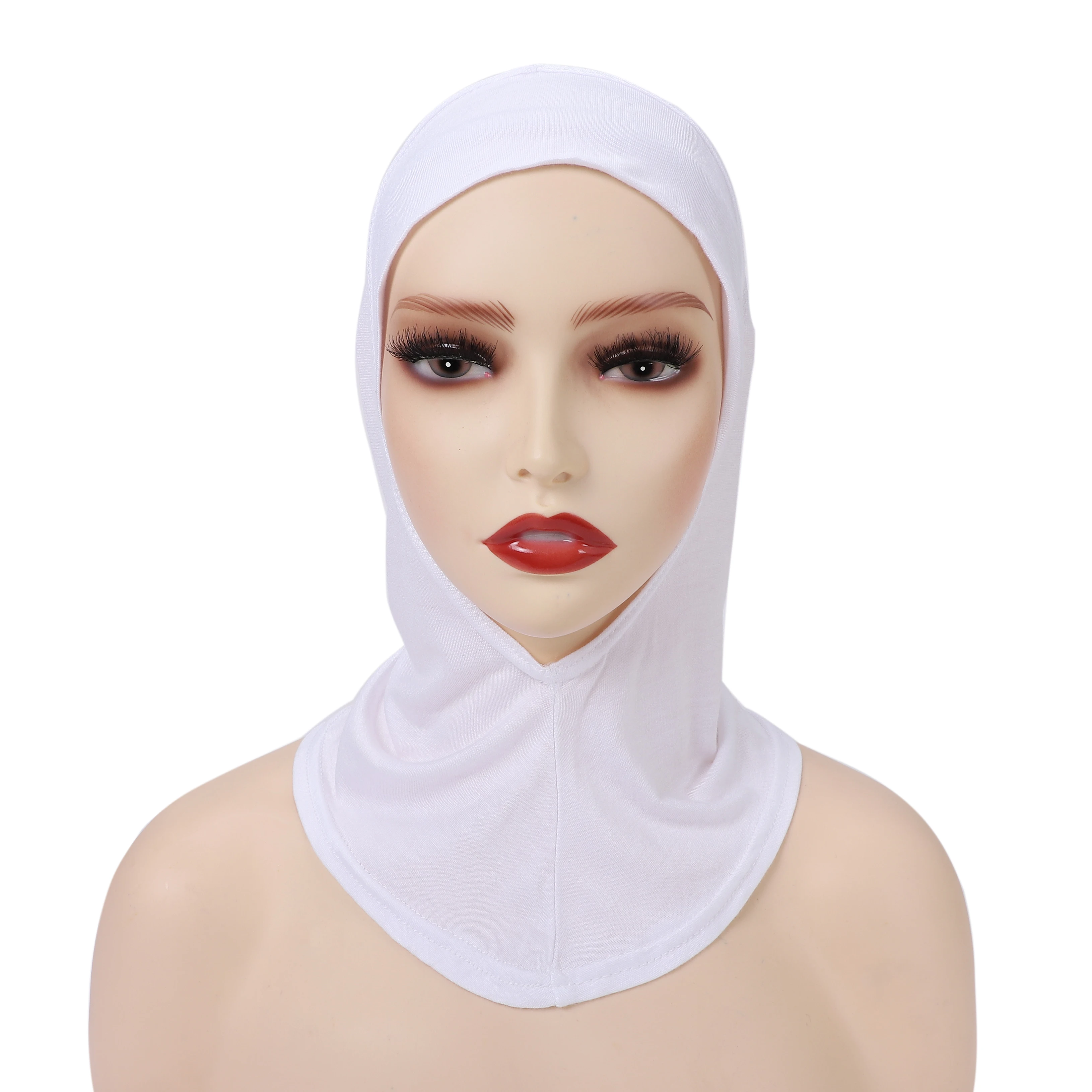 Color: Brown - 1 Piece Turban Caps for Women Muslim Underscarf Modal Hijab Inner Caps Stretchy Full Cover Shawl Cap Full Neck Coverage