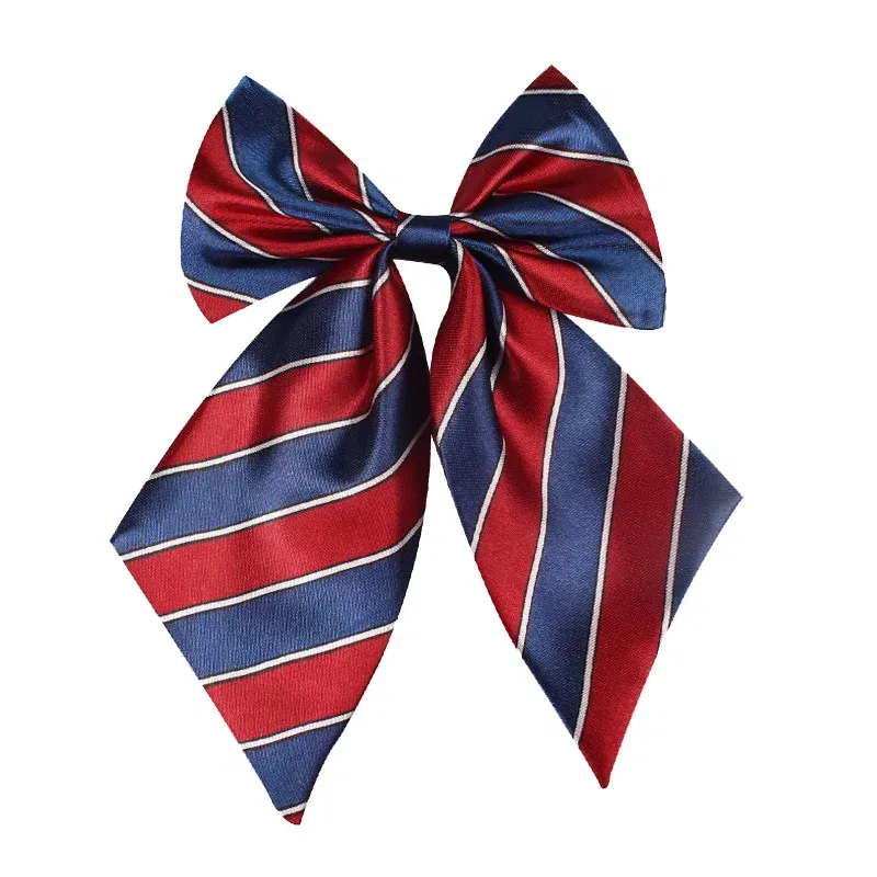 Color: Blue - Striped Ladies Bowtie Classic Shirts Bow Tie For Women Business Wedding Bowknot Plaid Bow Ties Butterfly Girls Suits Bowties