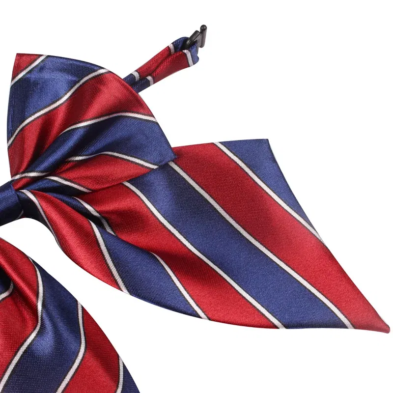 Color: Blue - Striped Ladies Bowtie Classic Shirts Bow Tie For Women Business Wedding Bowknot Plaid Bow Ties Butterfly Girls Suits Bowties