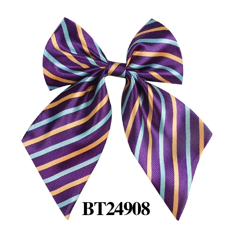 Color: Blue - Striped Ladies Bowtie Classic Shirts Bow Tie For Women Business Wedding Bowknot Plaid Bow Ties Butterfly Girls Suits Bowties