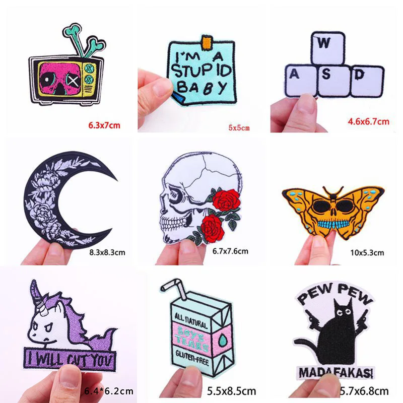 Color: antique silver - Prajna 10PCS Wholesale Cartoon Animal Embroidered Patches For Clothing Thermoadhesive Patches On Clothes Letter Applique Sticker