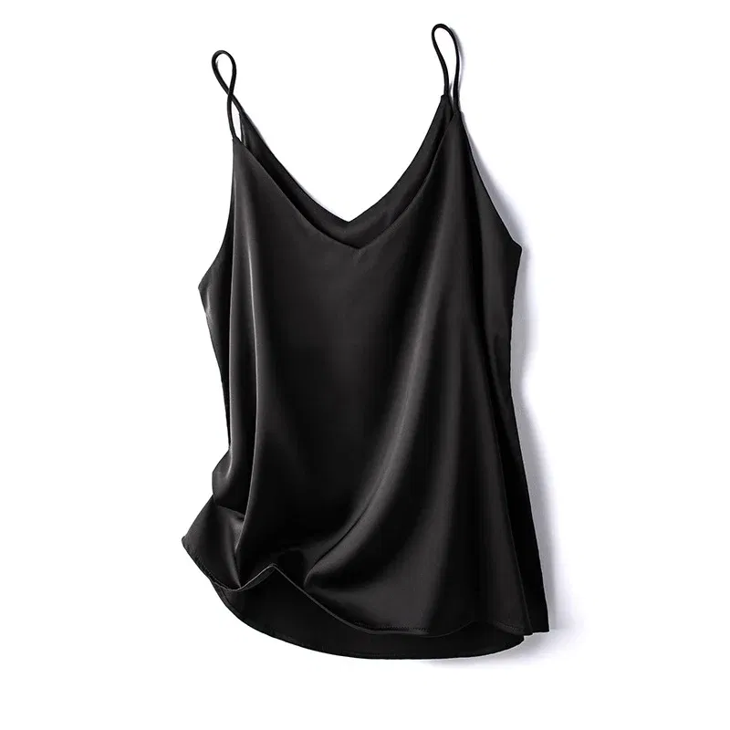 Color: black, Size: XL - 2024 Summer Camisole Slim Vest Sexy Women Sleeveless V-Neck Gray Tee Tank Tops Female Solid Black/White Korean Crop Tops Y2k