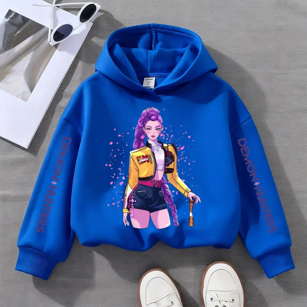 Color: SKY BLUE, Kid Size: 134 - Kpop Witch Hunt Children's clothing, including men's and women's spring and autumn hoodies and fashionable sweatshirts
