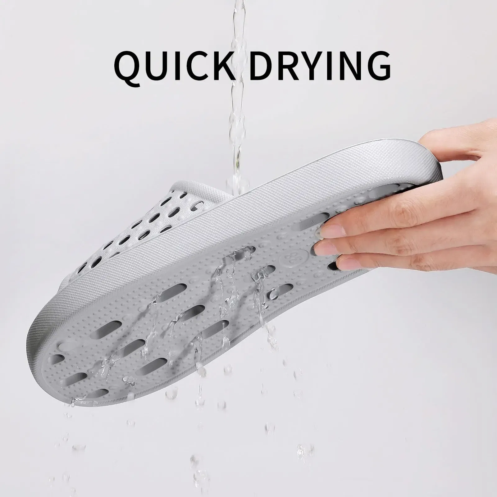 Color: Olivine, Shoe Size: 40 - Pallene Summer New Shower Shoes For Women Quick Dry Pool Sandals With Drain Holes Bathroom Slides Lightweight EVA Home Slippers