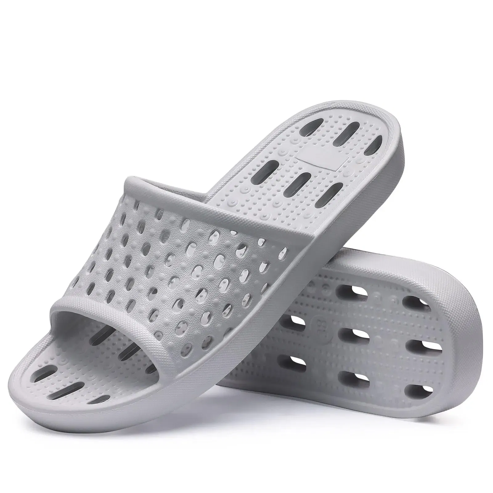 Color: Olivine, Shoe Size: 40 - Pallene Summer New Shower Shoes For Women Quick Dry Pool Sandals With Drain Holes Bathroom Slides Lightweight EVA Home Slippers