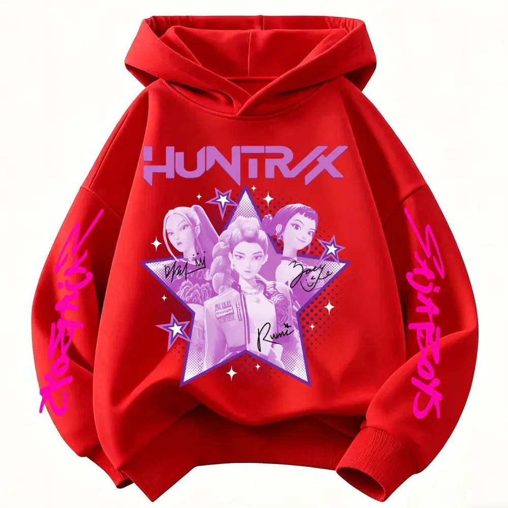 Color: Ivory, Kid Size: 7 - KPop Demon Hunter Huntrix Children's Sweatshirt Autumn New Boys Girls Fashion Street Pullover Children's Clothing