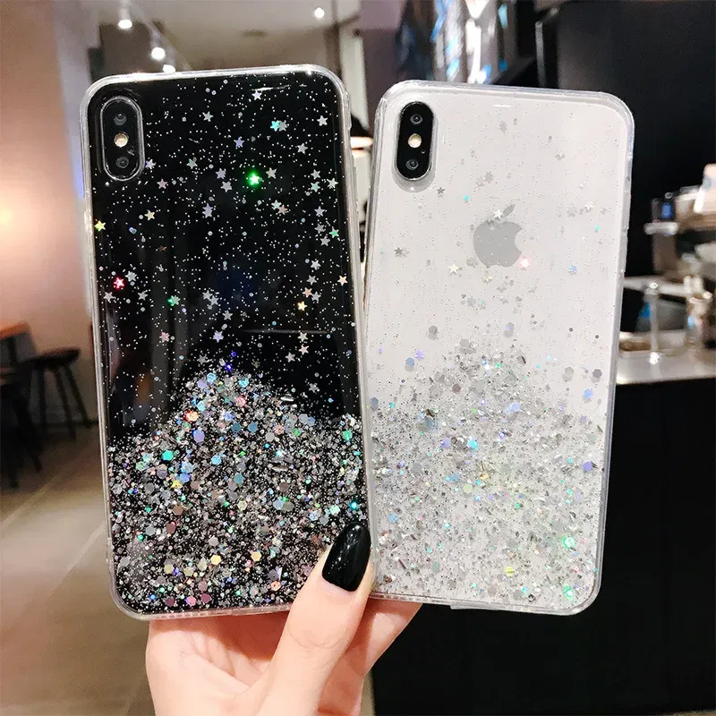 Color: WHITE, Compatible-Phone Models: For iPhone X - 16 Pro Max, Epoxy Resin Case, iPhone 15 Case with Sequins, Epoxy Case, iPhone 14 Case, Glitter Girls Designs, 13 Pro Max, 15Pro