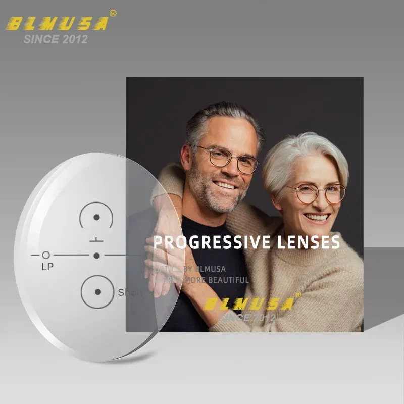 Lenses Color: Blue, Lens Index: 1.61 - BLMUSA Progressive Multifocal Lenses 1.56 1.61 1.67 1.74 Anti Blue Light HD Bifocal Optical Prescription Myopia Hyperopia Lens
