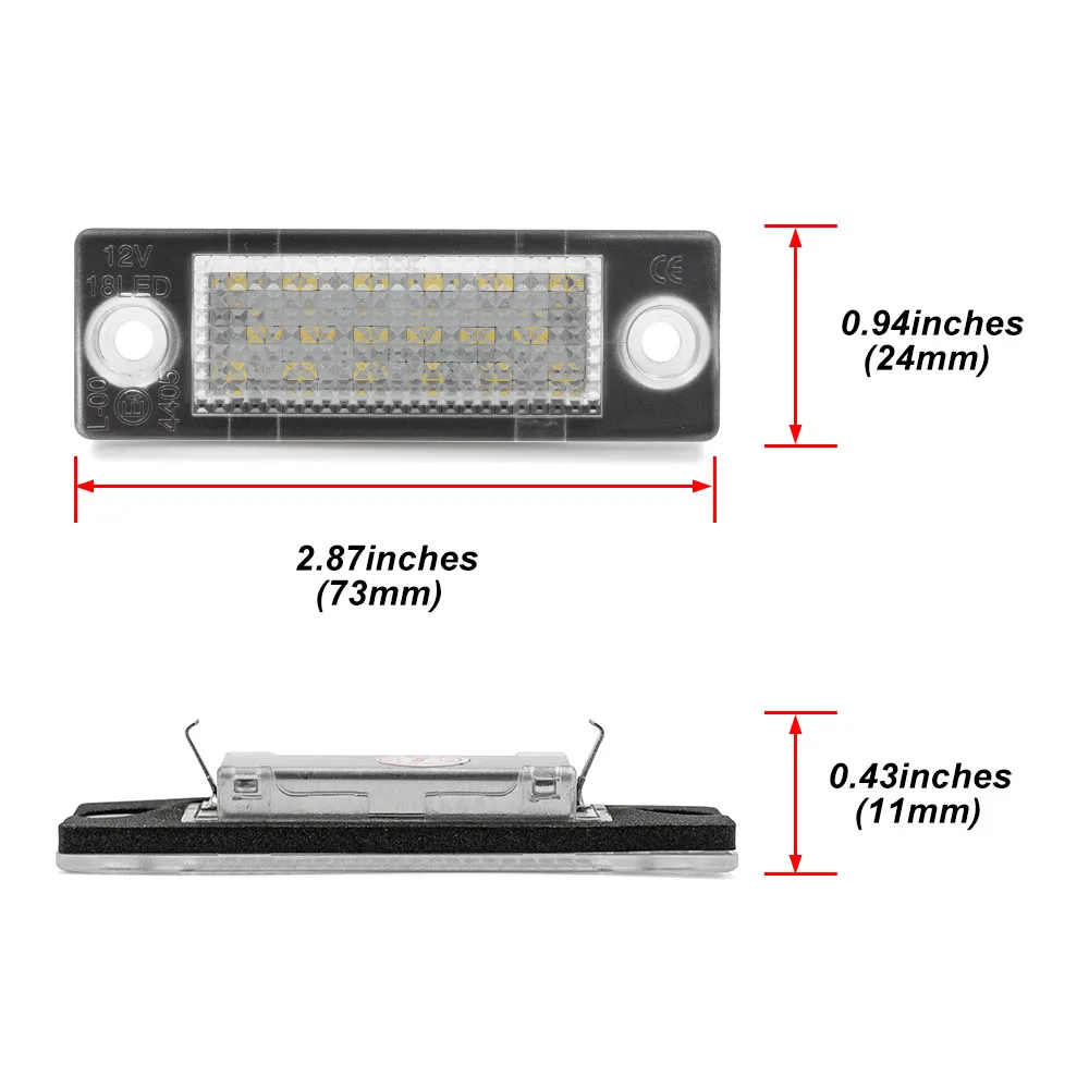 2PCS LED Number License Plate Light Canbus For VW Transporter T5 T6 2003-2020 Caddy III IV Jetta MK3 MK5 Multivan Golf Passat