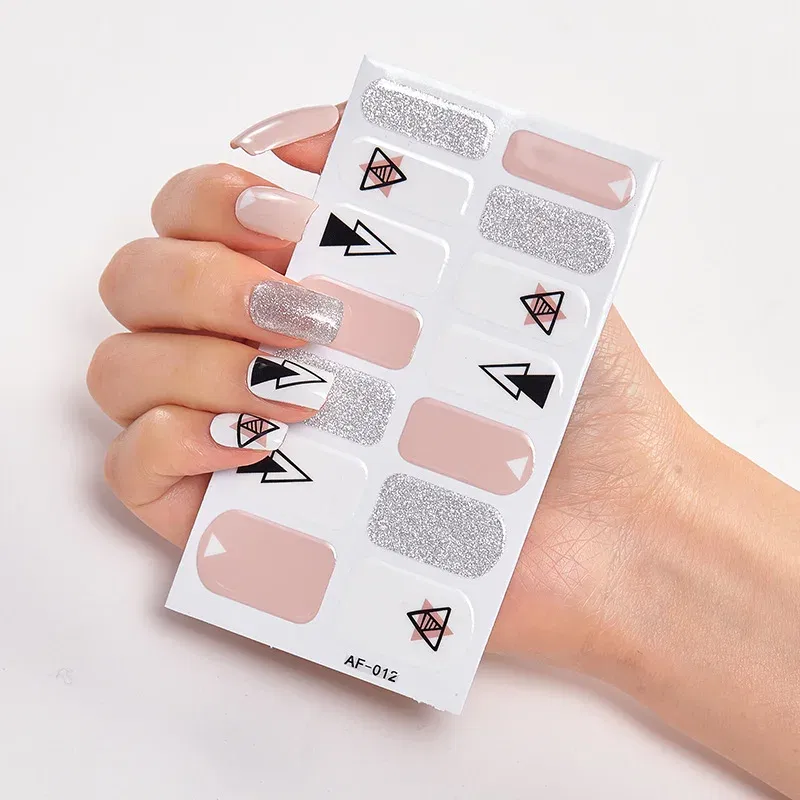 Color: Dark Navy - Patterned Nail Stickers Wholesale Supplise Nail Strips for Women Girls Full Beauty High Quality Stickers for Nails