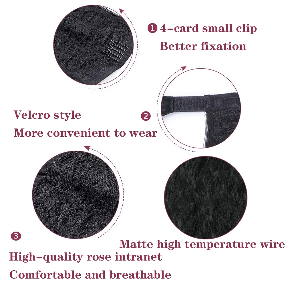 Color: P4/24, Stretched Length: 22inches - Synthetic Long Corn Wavy Ponytail Hairpiece Wrap on Hair Clip Ombre Brown Blonde Hair Extensions Pony Tail