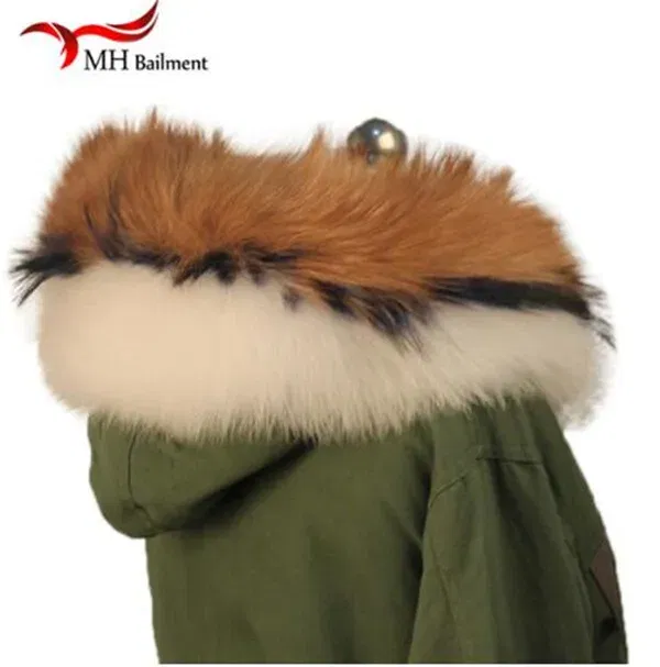 Color: Yellow, Size: XXS - 100% Real Raccoon Fur Scarf Coat Collar Ladies Winter Luxury Authentic Raccoon Warm Neck Shawl Coat Collar Furry Shawl Women