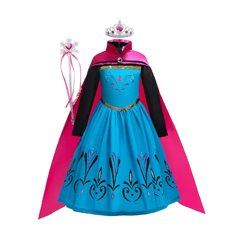 Color: PURPLE, Kid Size: 13 - Disney Kids Girls Cosplay Frozen Elsa Anna Princess Dress Girl Mesh Ball Gown Carnival Birthday Clothes Snow Queen Elsa Costume