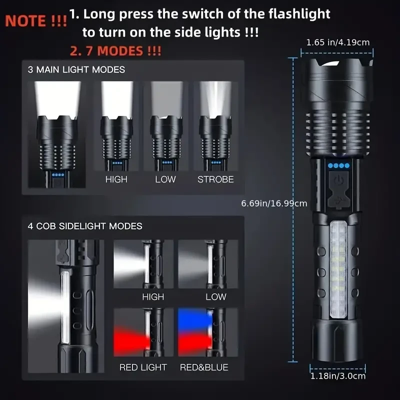 Powerful Rechargeable LED Torch Super High Lumen