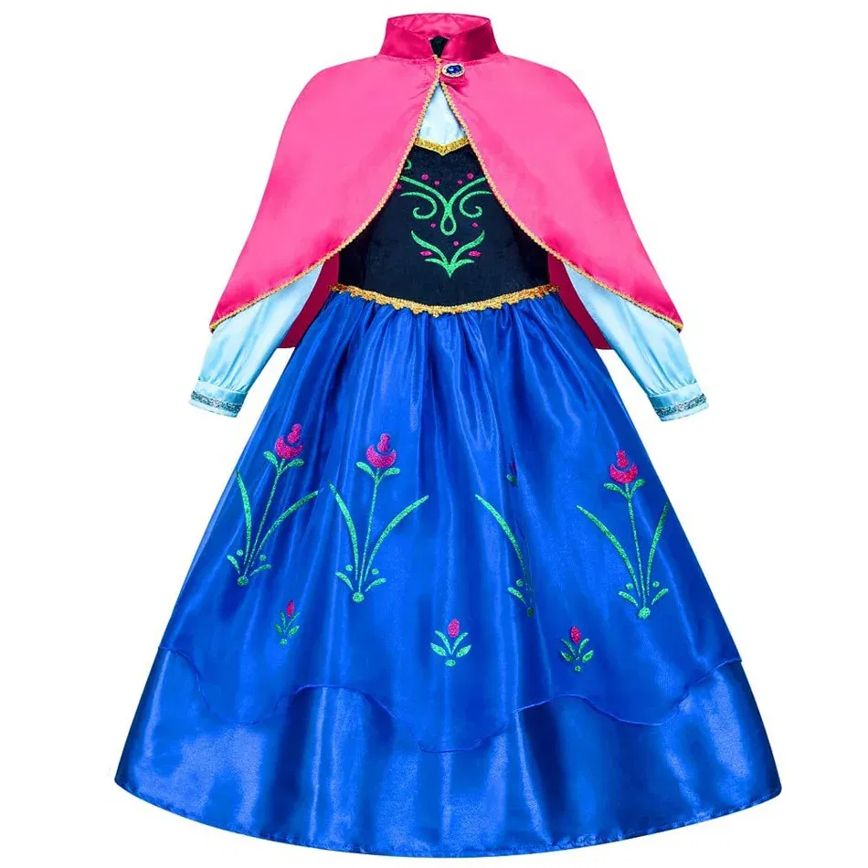 Kid Size: 13, Color: light brown - Disney Frozen Elsa Anna Princess Dresses Girls Mesh Sequin Dress Kids Cosplay Snow Queen Costumes Carnival Birthday Party Gowns