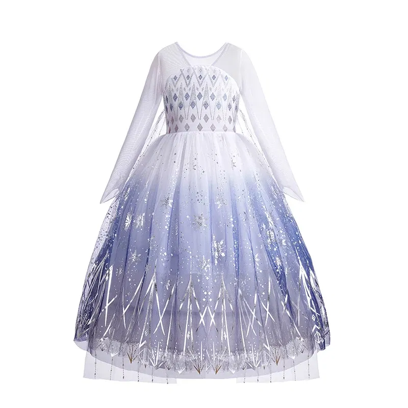 Kid Size: 13, Color: light brown - Disney Frozen Elsa Anna Princess Dresses Girls Mesh Sequin Dress Kids Cosplay Snow Queen Costumes Carnival Birthday Party Gowns