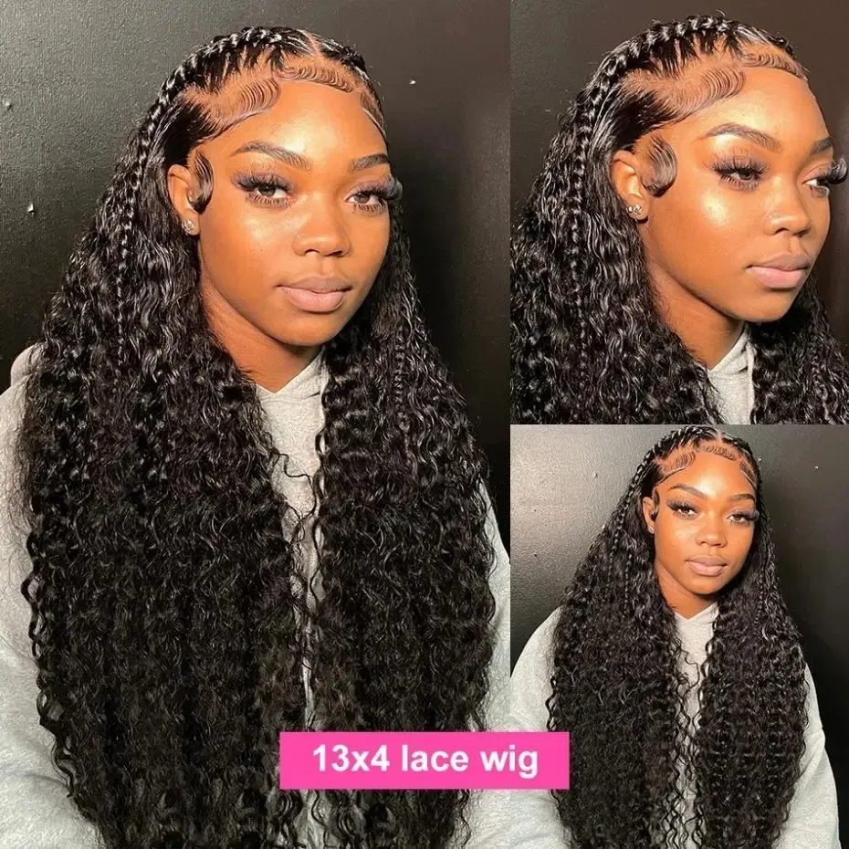 Color: #1, Ships From: CHINA, Stretched Length: 26inches, Density: 150% - 13x4 13x6 Deep Wave HD Lace Front Wigs for Women Pre Plucked Brazilian 4x4 Lace Closure Human Hair Wig Curly Lace Frontal Wigs