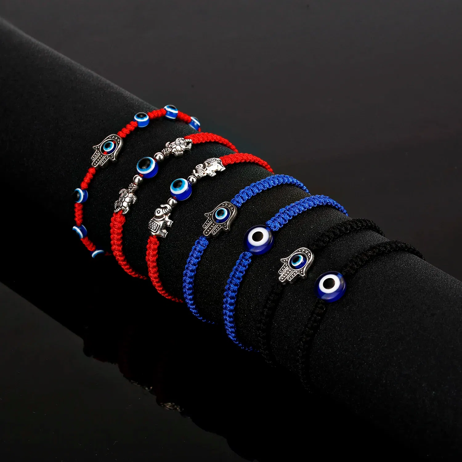 Metal Color: REDDISH BROWN - Prayer Turkish Hand Palm Evil Eye Braided Bracelet Blue Black Color Nylon Thread Lucky Couple Bracelet&Bangles Jewelry Men Women