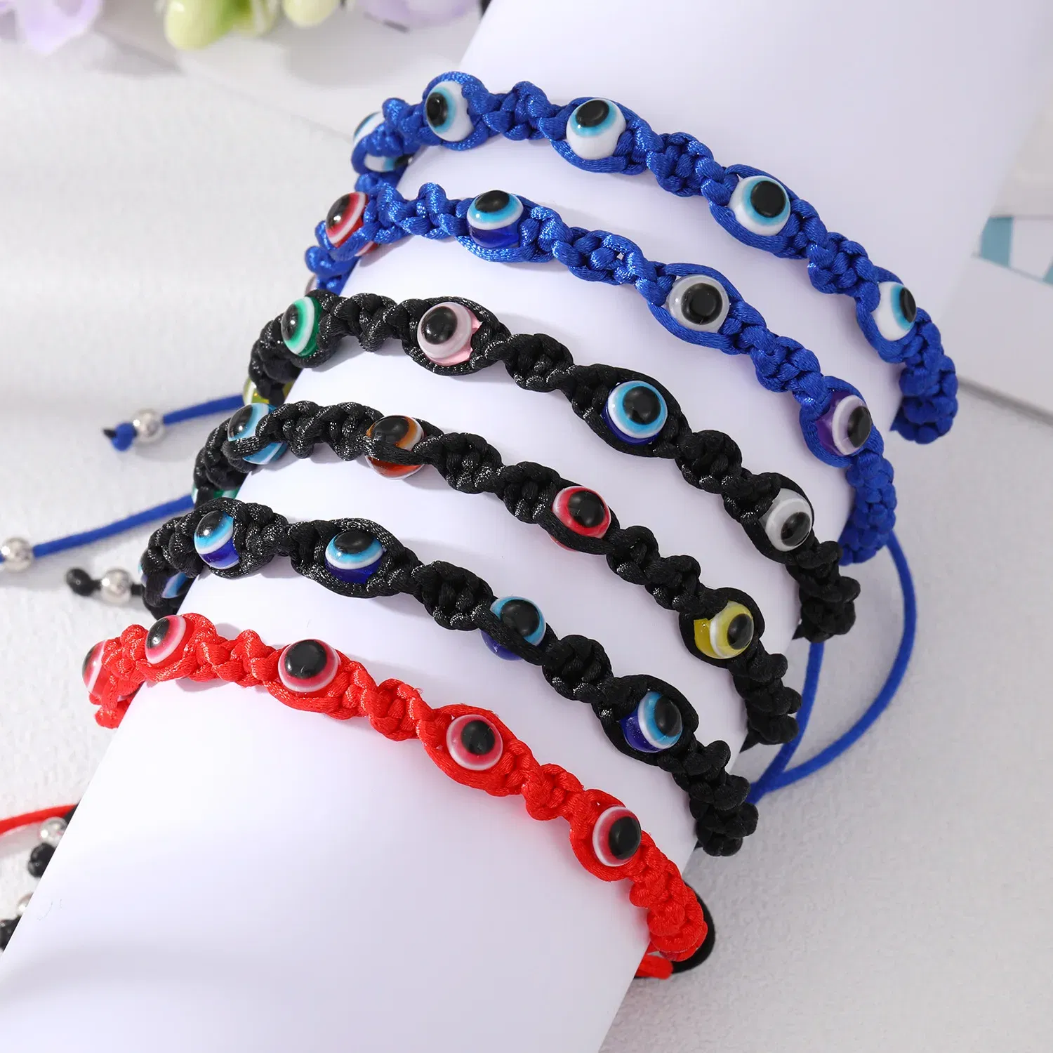Metal Color: REDDISH BROWN - Prayer Turkish Hand Palm Evil Eye Braided Bracelet Blue Black Color Nylon Thread Lucky Couple Bracelet&Bangles Jewelry Men Women