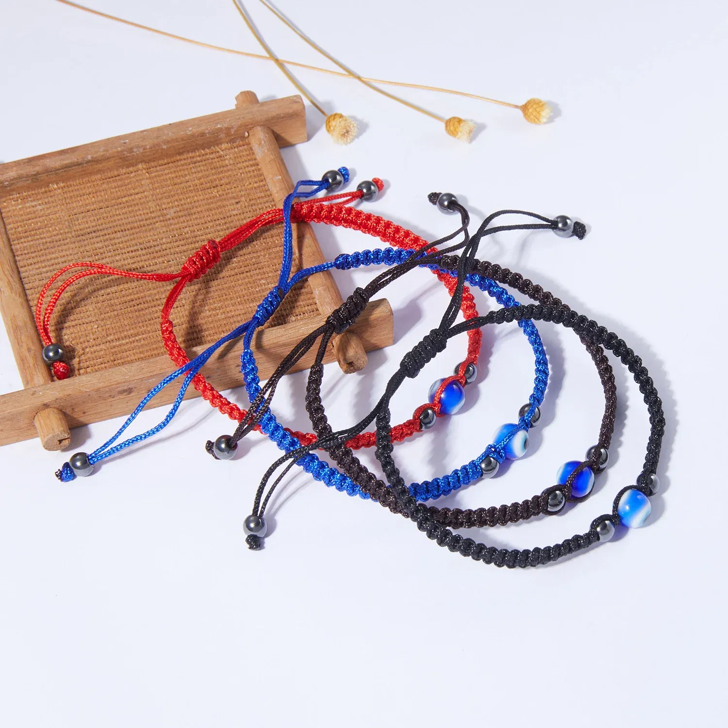 Metal Color: REDDISH BROWN - Prayer Turkish Hand Palm Evil Eye Braided Bracelet Blue Black Color Nylon Thread Lucky Couple Bracelet&Bangles Jewelry Men Women