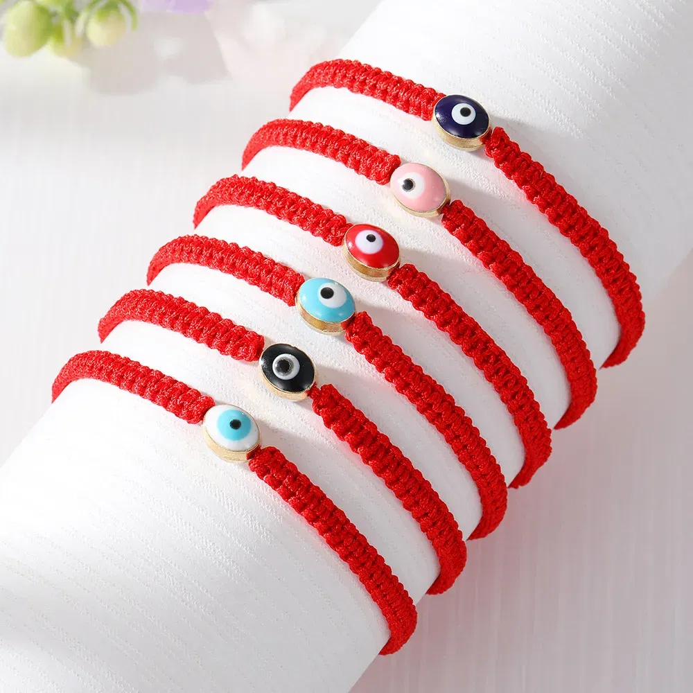 Metal Color: REDDISH BROWN - Prayer Turkish Hand Palm Evil Eye Braided Bracelet Blue Black Color Nylon Thread Lucky Couple Bracelet&Bangles Jewelry Men Women