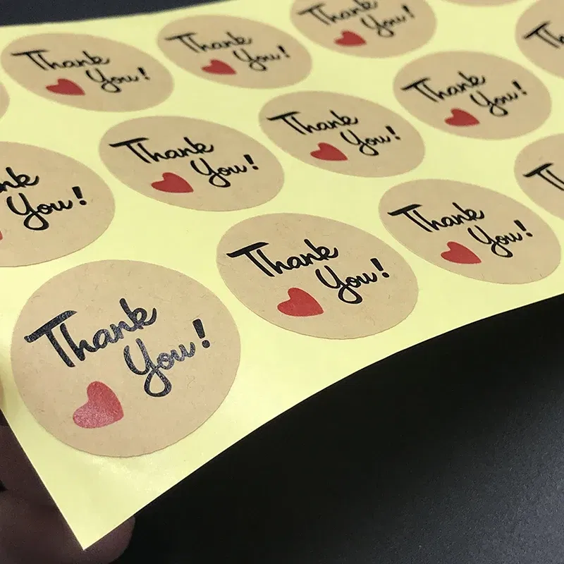 Color: Light Orange - 100PCS 3-10cm Custom LOGO Wedding Sticker Personalized Design Your Label Candy Gift Box Birthday Party Seal Sticker Self-adhesiv