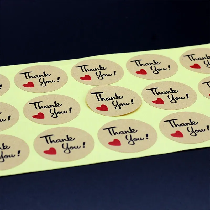 Color: Light Orange - 100PCS 3-10cm Custom LOGO Wedding Sticker Personalized Design Your Label Candy Gift Box Birthday Party Seal Sticker Self-adhesiv