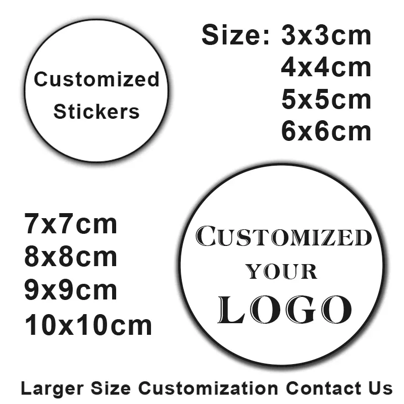 Color: Light Orange - 100PCS 3-10cm Custom LOGO Wedding Sticker Personalized Design Your Label Candy Gift Box Birthday Party Seal Sticker Self-adhesiv