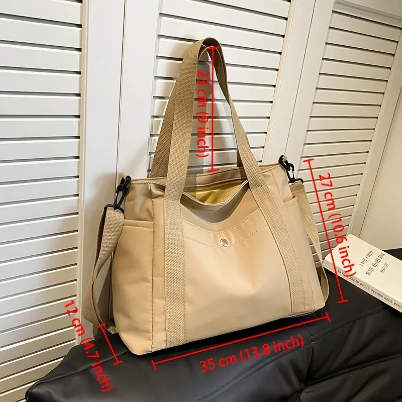 Color: black - Large Capacity Nylon Crossbody Bag Casual Solid Color Messenger Shoulder Bag with Removable Strap