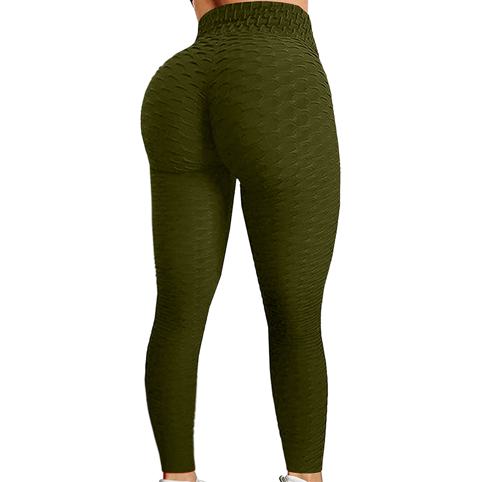 Color: army green, Size: XXXL - Women's Bubble Hip Lifting ExerciseYoga Pants Women Fitness Running High Waist Gym Fitness Sports Flared Pant Dance Trouers