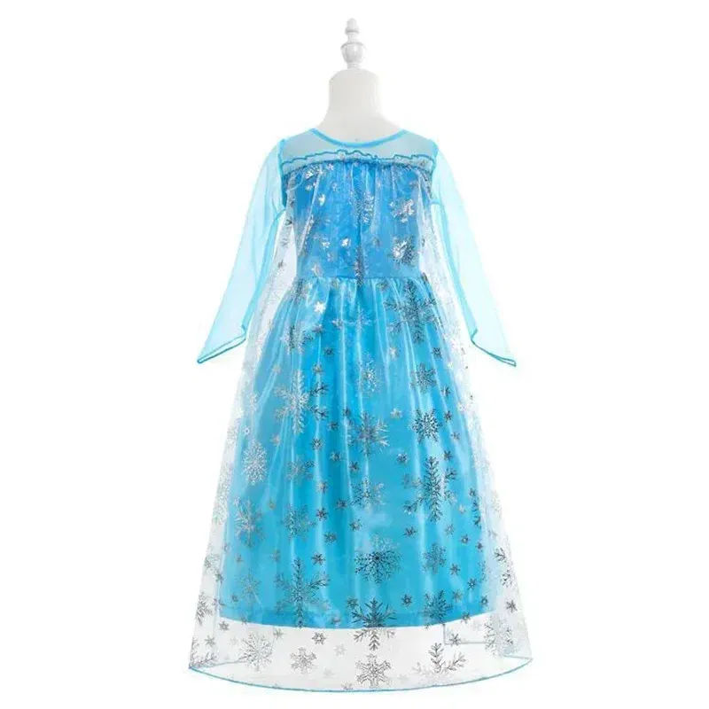 Color: green, Kid Size: 14 - Disney Girls Cospaly Snow Queen Elsa Costumes Kids Carnival Party Prom Gown Robe-Playing Children Clothes Frozen Princess Dress