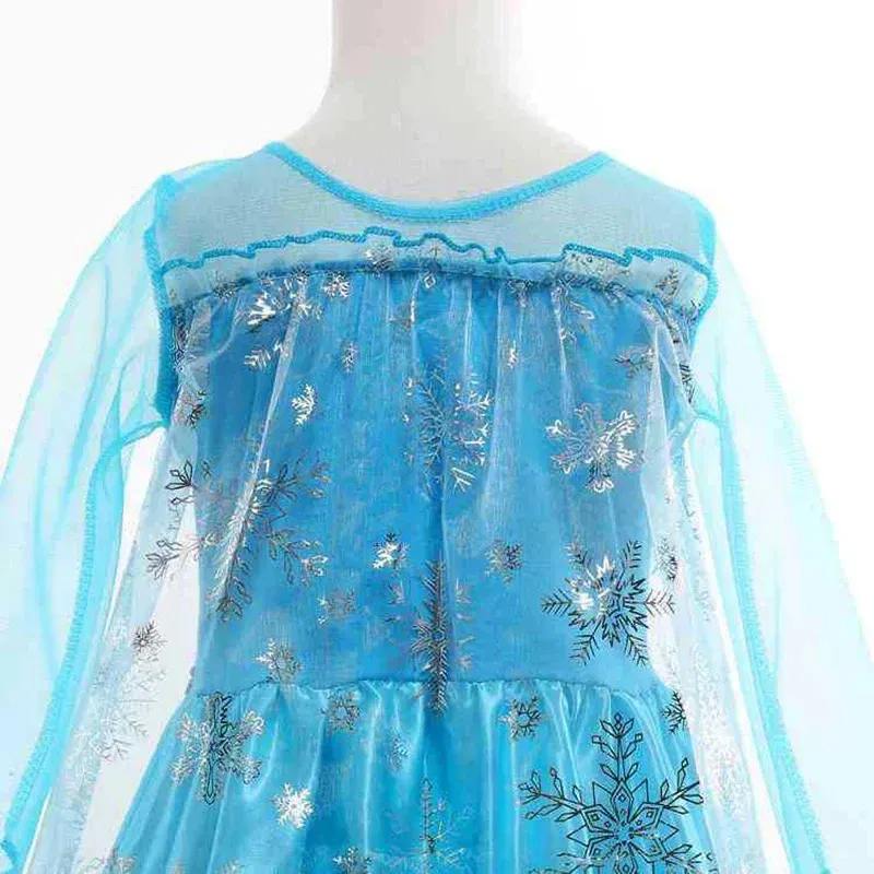 Color: green, Kid Size: 14 - Disney Girls Cospaly Snow Queen Elsa Costumes Kids Carnival Party Prom Gown Robe-Playing Children Clothes Frozen Princess Dress
