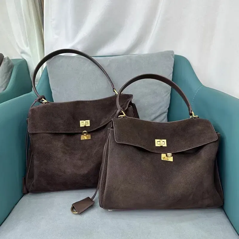 Color: black, Size: L - Luxury Design Women Tote Bag Suede Shoulder Bag High Quality Fashion Brown Ladies Handbag Large Capacity Versatile