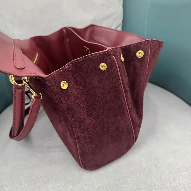 Color: black, Size: L - Luxury Design Women Tote Bag Suede Shoulder Bag High Quality Fashion Brown Ladies Handbag Large Capacity Versatile