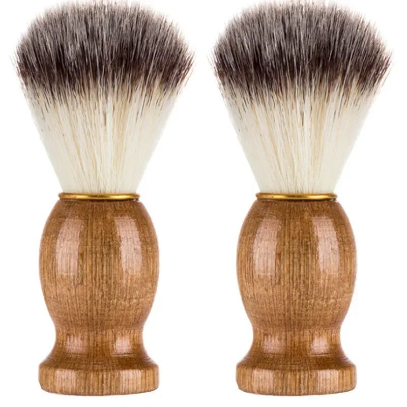 Color: Red - 1pc High Quality Men Shaving Beard Brush Badger Hair Shave Wooden Handle Facial Cleaning Appliance Pro Salon Tool