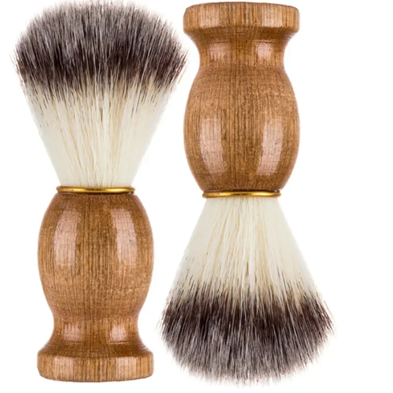 Color: Red - 1pc High Quality Men Shaving Beard Brush Badger Hair Shave Wooden Handle Facial Cleaning Appliance Pro Salon Tool