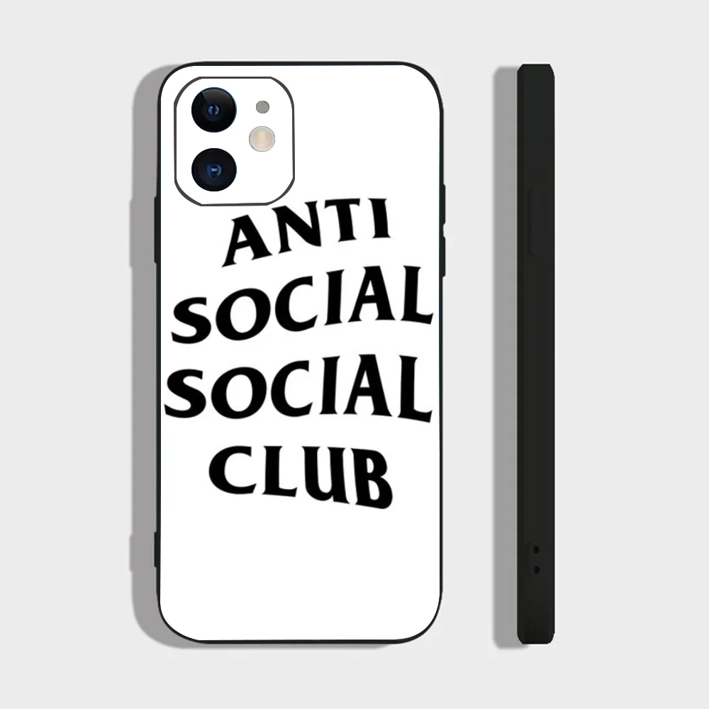 Color: Clear, Material: PE - Anti Social Social Club Phone Case For IPhone 16 15 14 13 Pro Max 11 12 Mini X Xs XR Se 2022 Black Silicone Cover