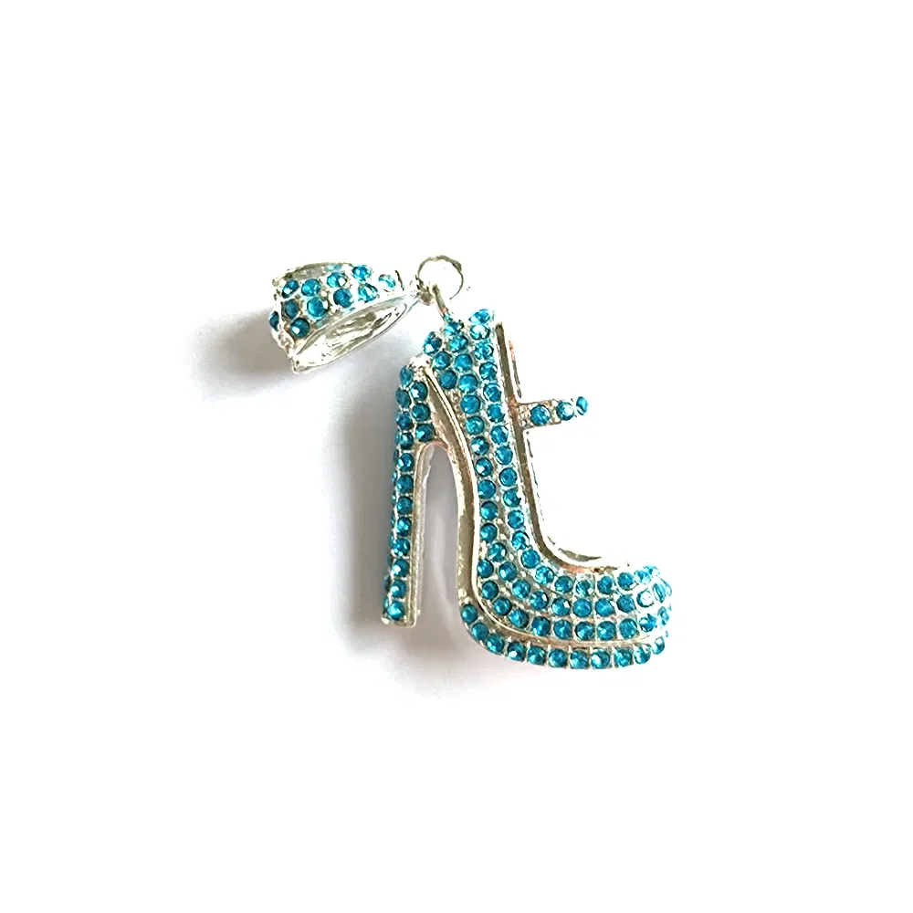 Metal color: Imitation Rhodium Plated - 1pc High Heel Shoe Charms for Women DIY Jewelry Accessories S9