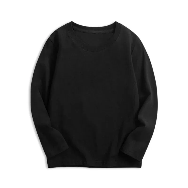 Color: Beige, Kid Size: 2T - Black White Basic Cotton T-shirt for Boys Girls Clothes Children's Long Sleeve Solid Tops Kids 2 to 14 Years Leasure Wear Tshirt