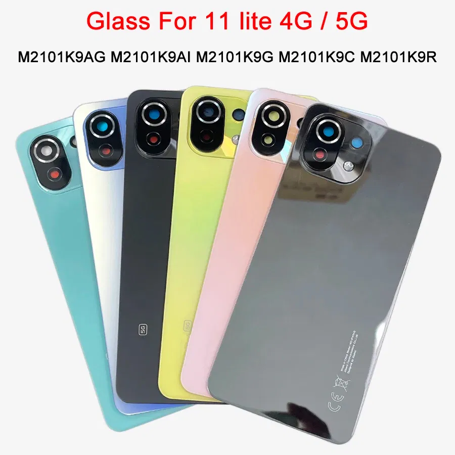 Color: Rose - A+++ Back Cover For Xiaomi Mi 11 Lite Glass Battery Cover Housing Door Cases Mi11 Youth NE 5G With Camera Lens Replacement