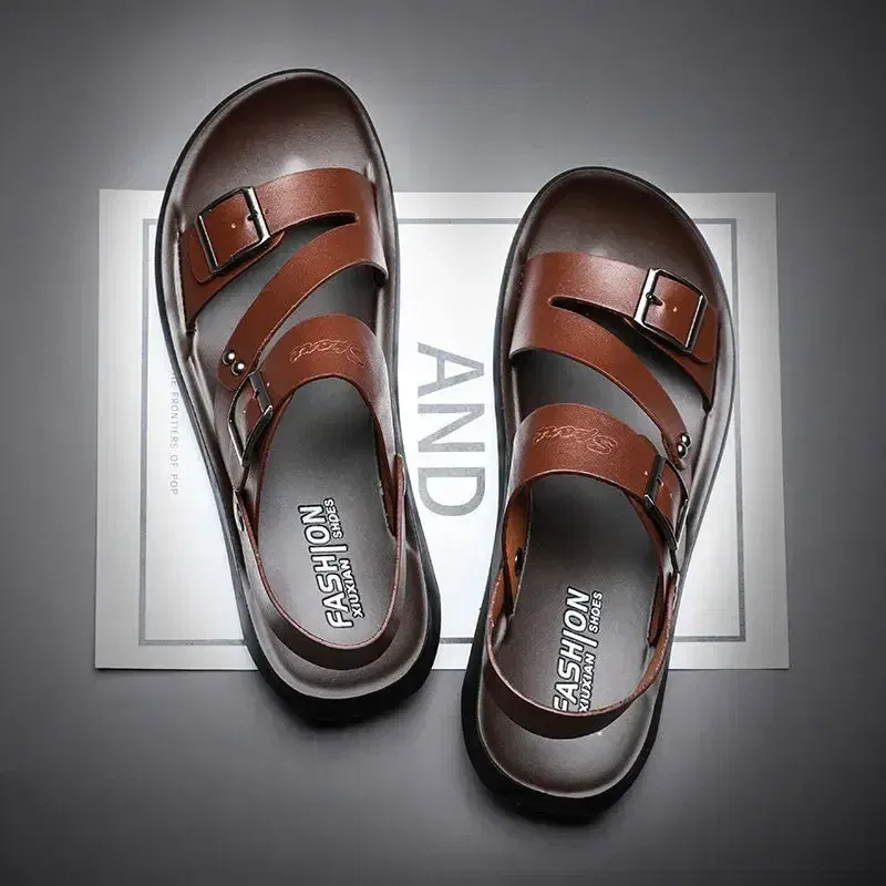 Color: Black, Shoe Size: 43 - Men's Sandals Wholesale Summer Soft soled Anti slip Beach Shoes Men's Large New Casual Beach Outwear Sandals