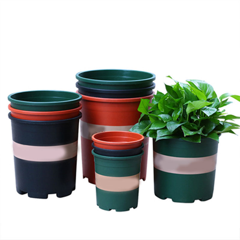 Color: Orange - Large Round Short Flower Pot Control Root Rose Pot Planting Seedling Thickening Plastic Flower Gallon Pot or Tray Potted Plants