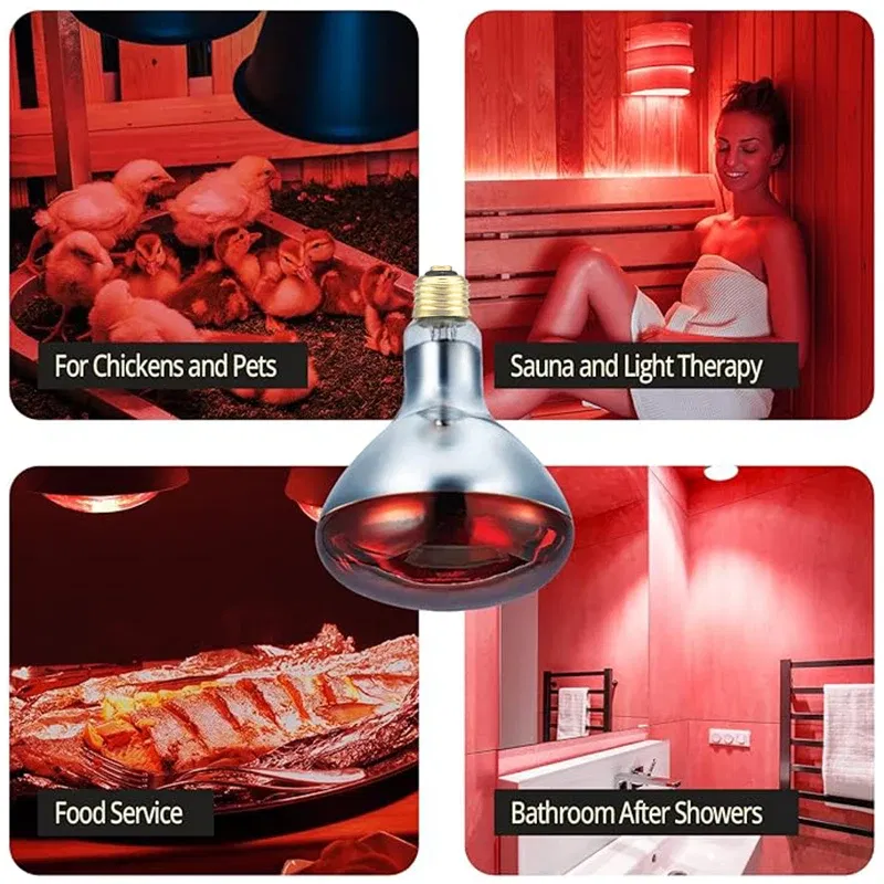 Color: light yellow, Ships From: Russian Federation - BONGBADA Quartz glass waterproof and explosion-proof E26 E27 Red R40 Infrared Heat Lamp Farm lamp 100W 150W 200W 250W 275W