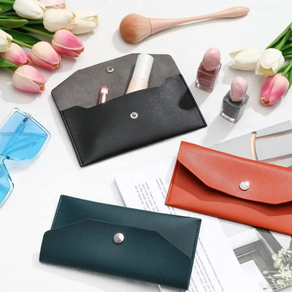 Color: Beige - Envelope Wallet PU Leather Cash Envelope Wallet Classic Fashion Long Women's Wallet Ferrule Name Card Holder Gift