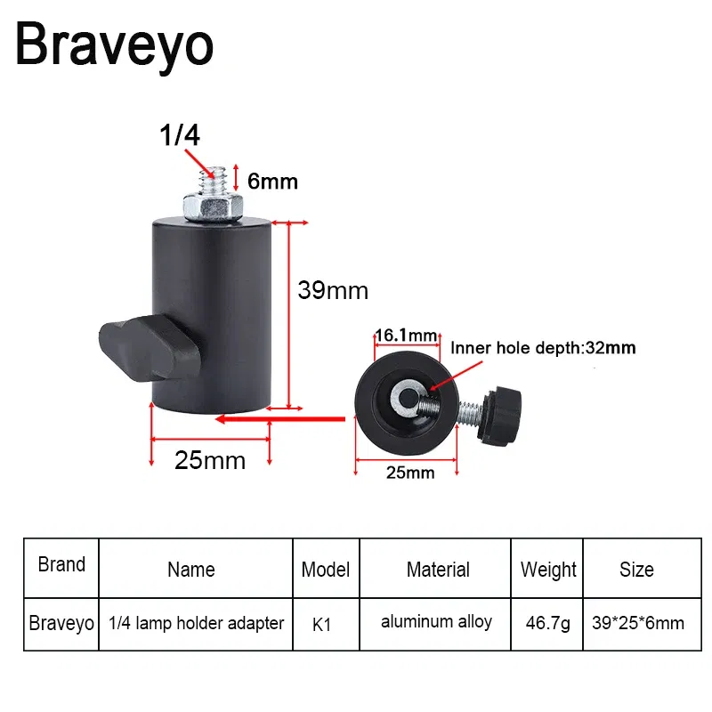 Color: GRAY - 1/4 3/8 Interface Camera Lamp Holder LED Flash Photography Lamp Holder Adapter Metal Photography Accessories