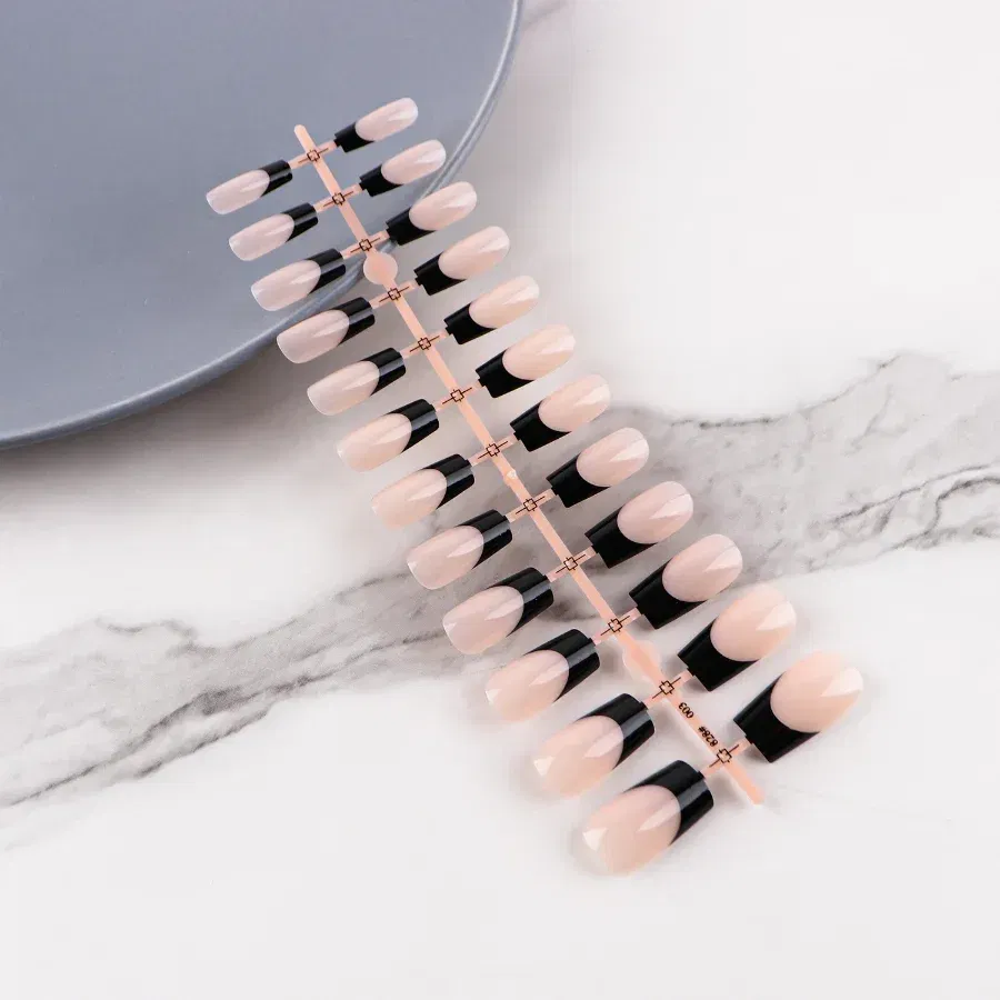 Color: Ivory - 24PCS Square Head Matte False Nails Ballet Detachable Full Cover Artificial Fingernails Frosted Press Glue on Fake Nail Tips
